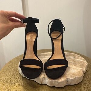 Black suede Ankle Strap Heels